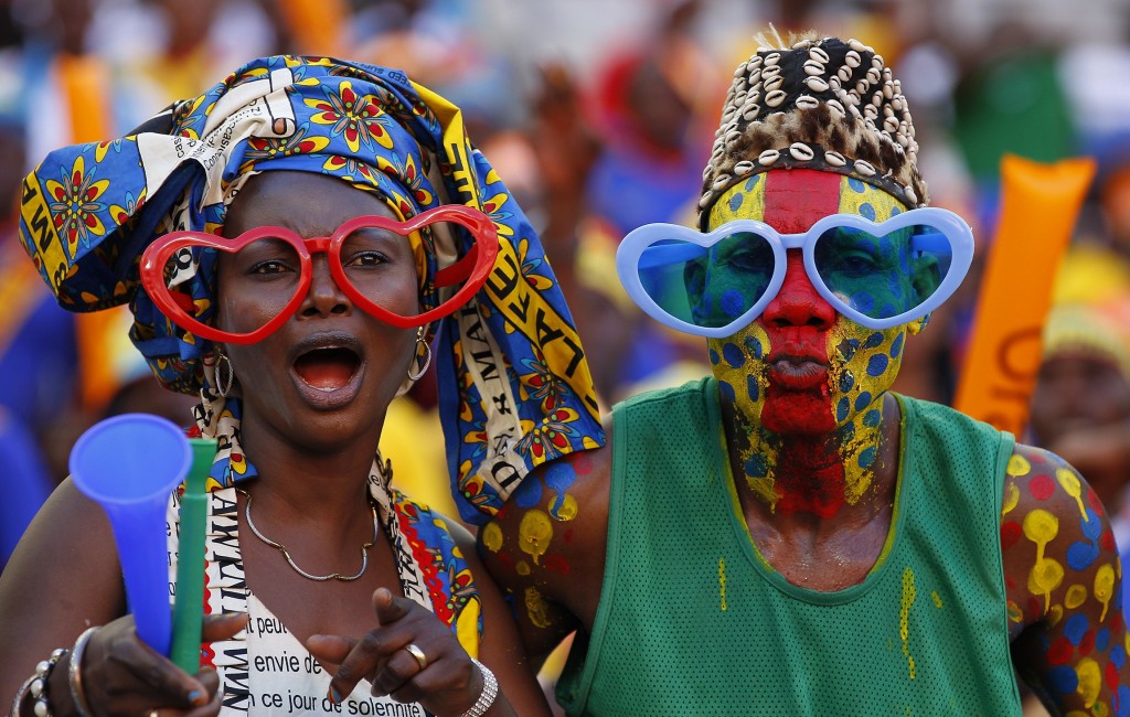 Democratic Republic of Congo soccer fans gesture ahead of  their African Nations Cup Group B soccer match against Ghana in Port Elizabeth